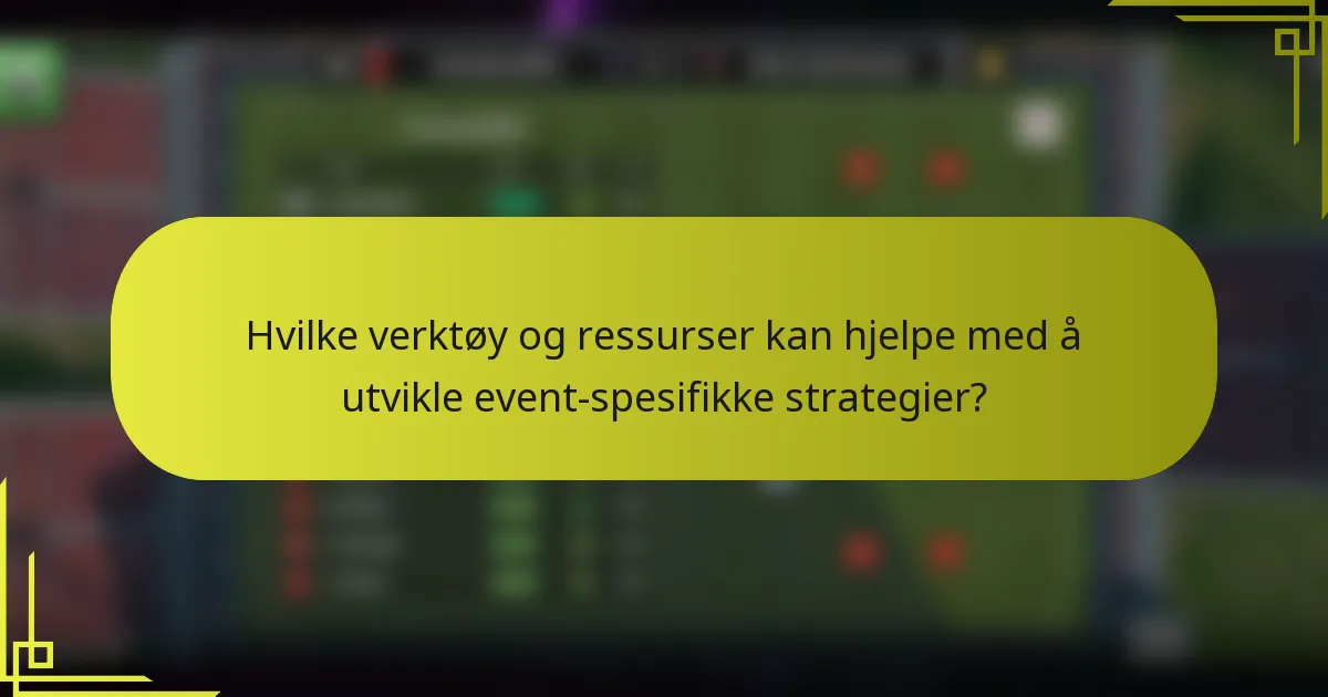 Hvilke verktøy og ressurser kan hjelpe med å utvikle event-spesifikke strategier?
