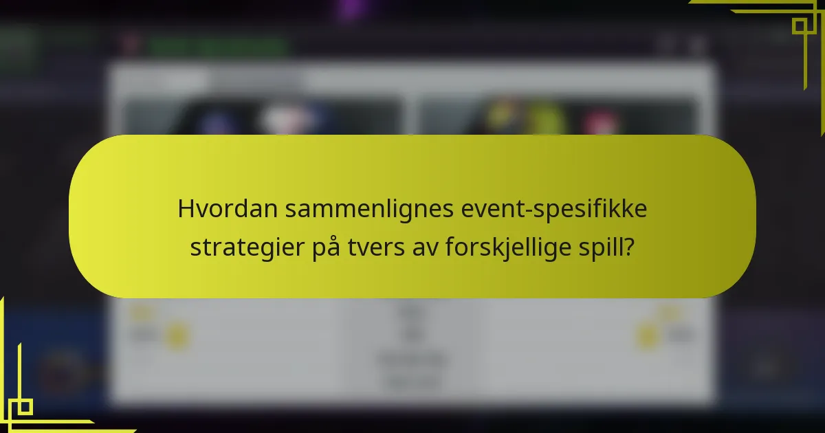 Hvordan sammenlignes event-spesifikke strategier på tvers av forskjellige spill?